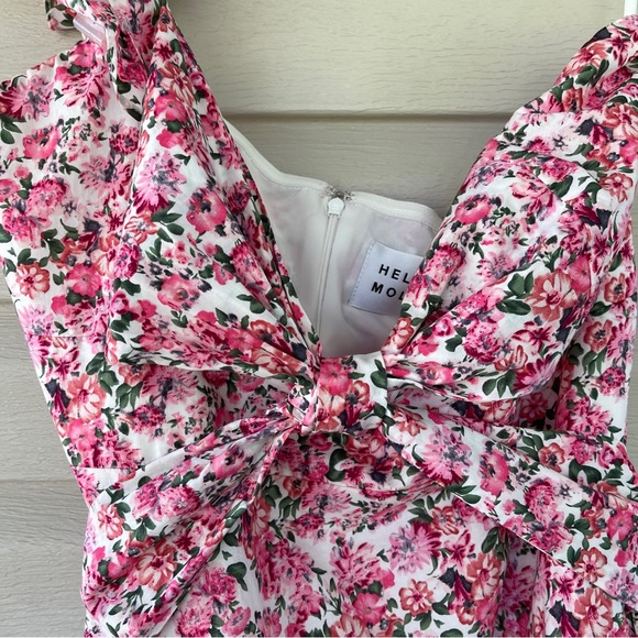 Hello Molly Ruffled Out Floral Pink and White One Shoulder Dress Size 10 NWT - Picture 7 of 14